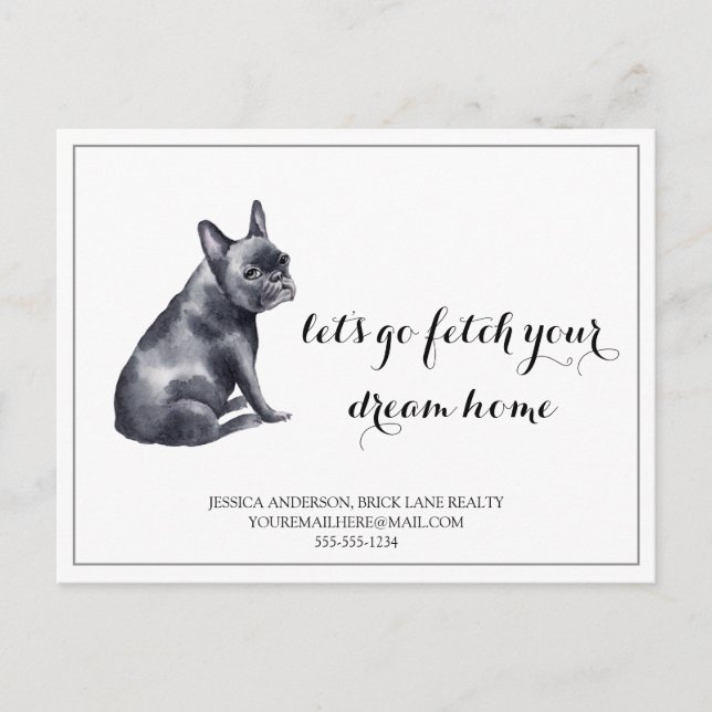 Carte Postale French Bull Dog Immobilier Acheter Marketing (Devant)