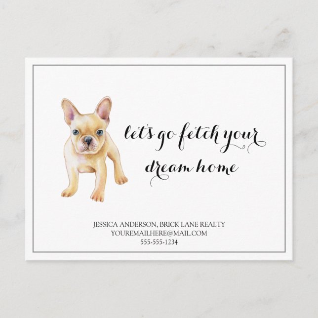 Carte Postale French Bull Dog Immobilier Acheter Marketing (Devant)
