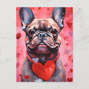 Carte Postale French Bulldog Saint-Valentin