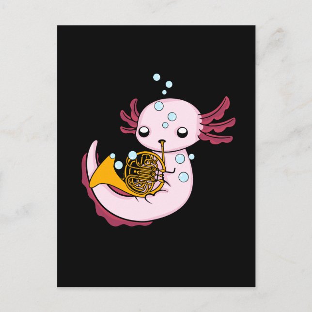 Carte Postale French Horn Gift Kids Axolotl Big Band French Horn (Devant)