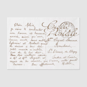 Carte Postale French Script Vintage Decoupage  Tissue Paper