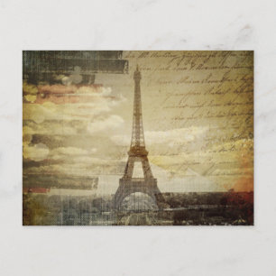 Carte Postale french scripts modernes Vintage Paris Eiffel Tower