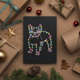 Carte Postale Frenchie avec les lumières de Noël Joyeux Noël