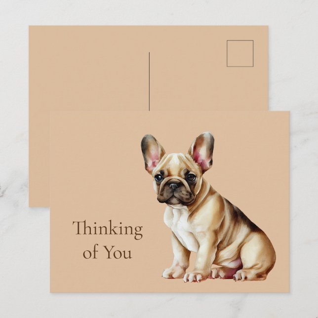 Carte Postale Frenchie Dog pense à toi (Devant / Derrière)