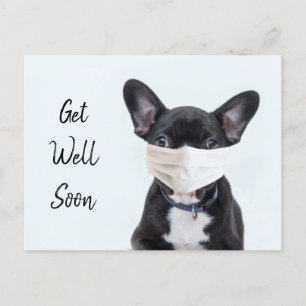 Carte Postale Frenchie Masque visage obtenir bien