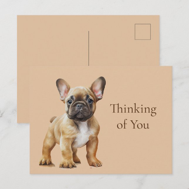 Carte Postale Frenchie pense à toi (Devant / Derrière)