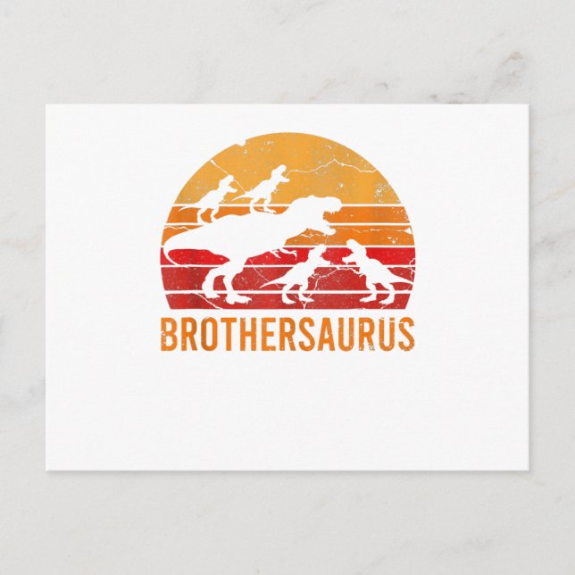 Carte Postale Frère Dinosaur 5 Enfants Funny Big Little Cadeau (Devant)