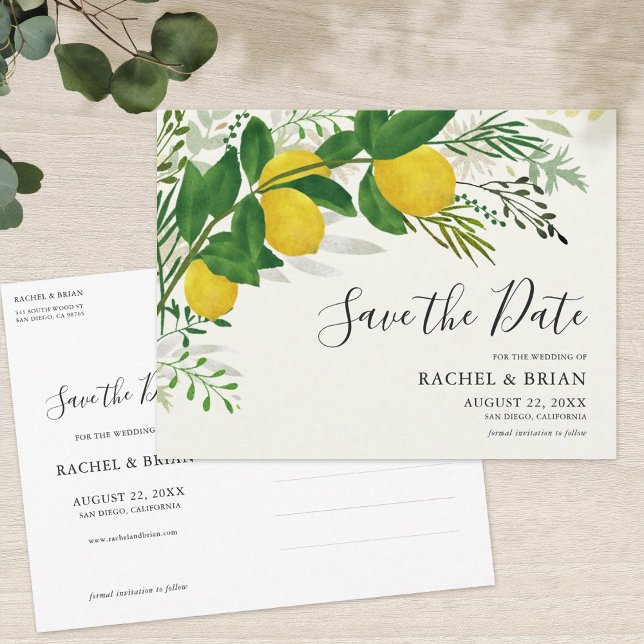 Carte Postale Fresh Lemon Save the Date Invite Postcard (Créateur téléchargé)