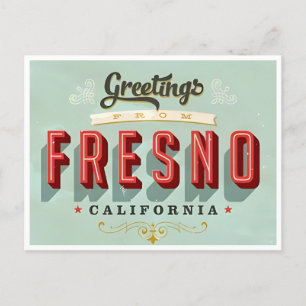 Carte Postale Fresno California Vintage voyage aquarelle retro