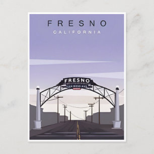 Carte Postale Fresno California Vintage voyage aquarelle retro