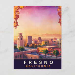 Carte Postale Fresno, Californie, City Skyline, Voyage