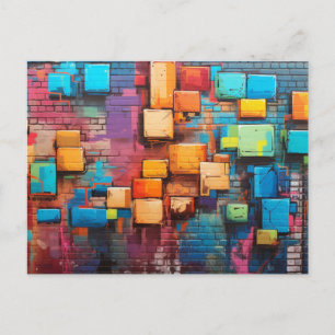 Carte Postale Fresque Abstraite couleur Art sur la fresque