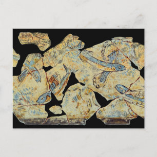 Carte Postale fresque peinte de poisson grec antique art murale 