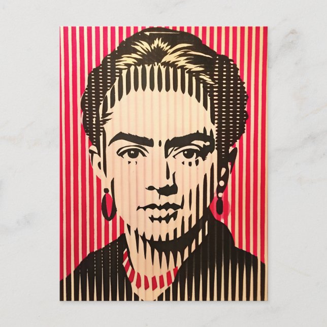 Carte Postale Frida Kahlo dans le style d'illusion optique BAUHA (Devant)