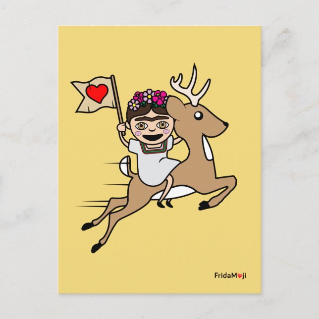 Carte Postale Frida Kahlo | FridaMoji - Reindeer (Devant)