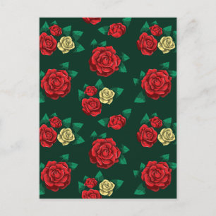 Carte Postale Frida Kahlo Motif Rose rouge et or