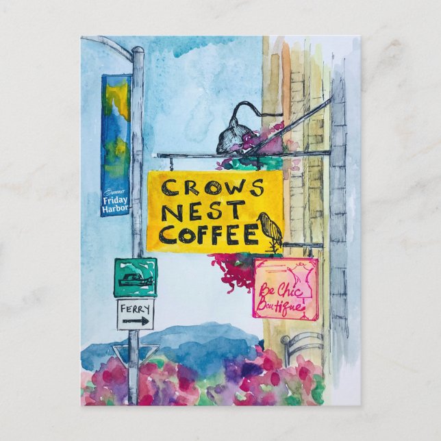 Carte Postale Friday Harbor Washington Coffee Business Signs (Devant)