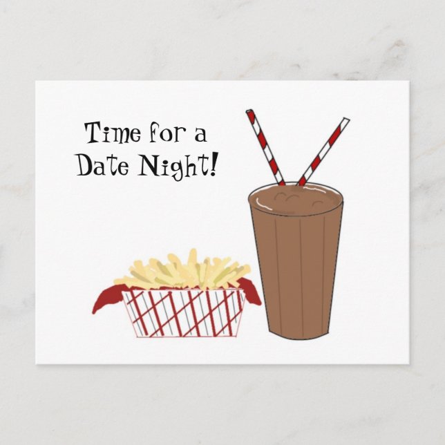 Carte Postale Fries françaises et Milkshake (Devant)