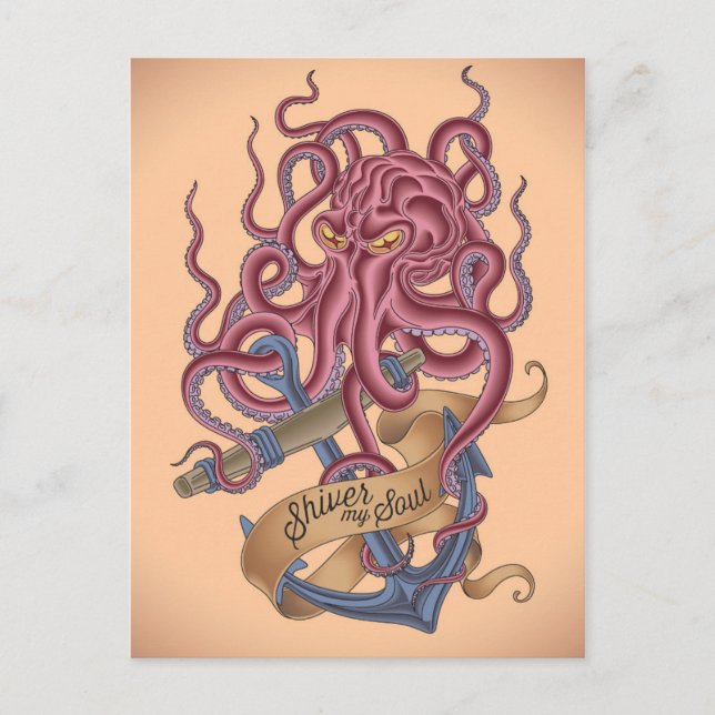 Carte Postale Frisser mon âme | Tatto de poulpe (Devant)