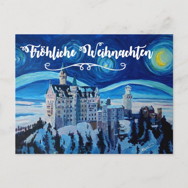 Carte Postale Froehliche Weihnachten Winter Märchenschloss (Devant)