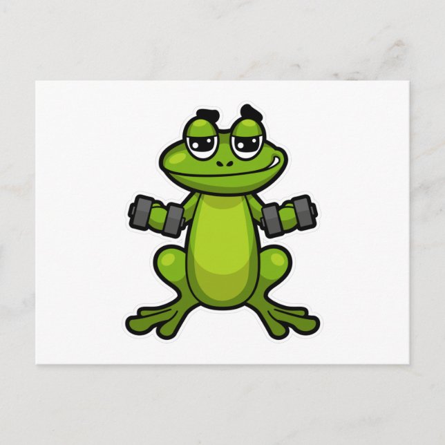 Carte Postale Frog à Biceps entraînement avec Dumbbells (Devant)