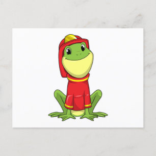 Carte Postale Frog as Firefighter avec Helmet