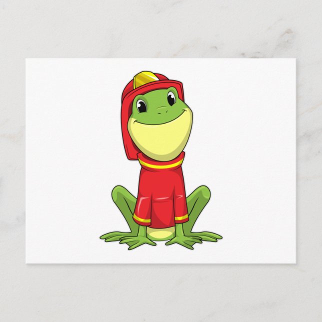 Carte Postale Frog as Firefighter avec Helmet (Devant)