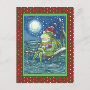 CARTE POSTALE FROG SUR LE JOURNAL RÉCHAUFFE LE COEUR, AMUSANT, M