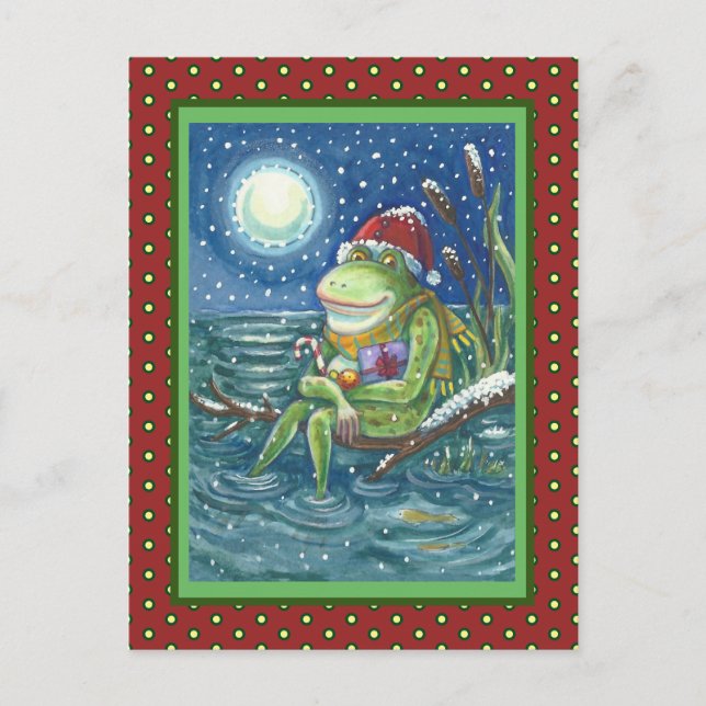 CARTE POSTALE FROG SUR LE JOURNAL RÉCHAUFFE LE COEUR, AMUSANT, M (Devant)