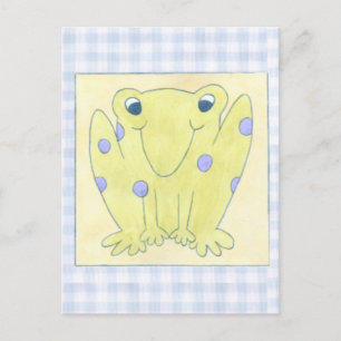 Carte Postale Frog Trio on Gingham Cloth