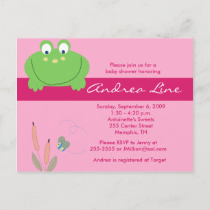 Carte Postale Froggyville Frog Rose Green Girl Invitation