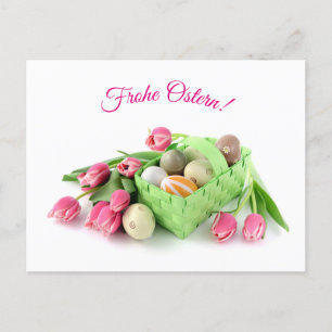 Carte Postale Frohe Ostern Postkarte mit Tulpen Ostéréern