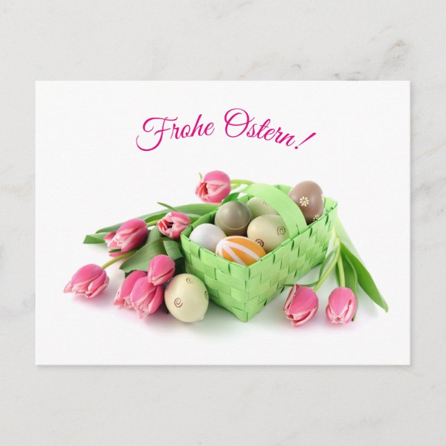 Carte Postale Frohe Ostern Postkarte mit Tulpen Ostéréern (Devant)