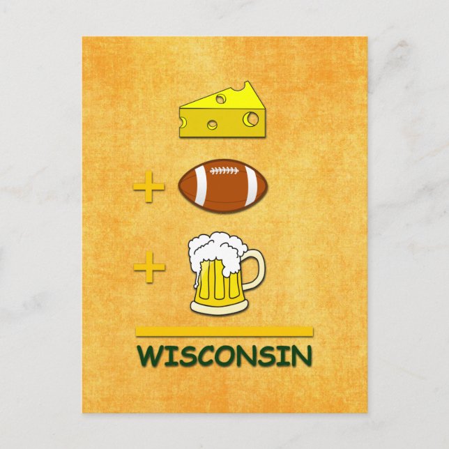 Carte Postale Fromage Football Bière Wisconsin Funny Math (Devant)