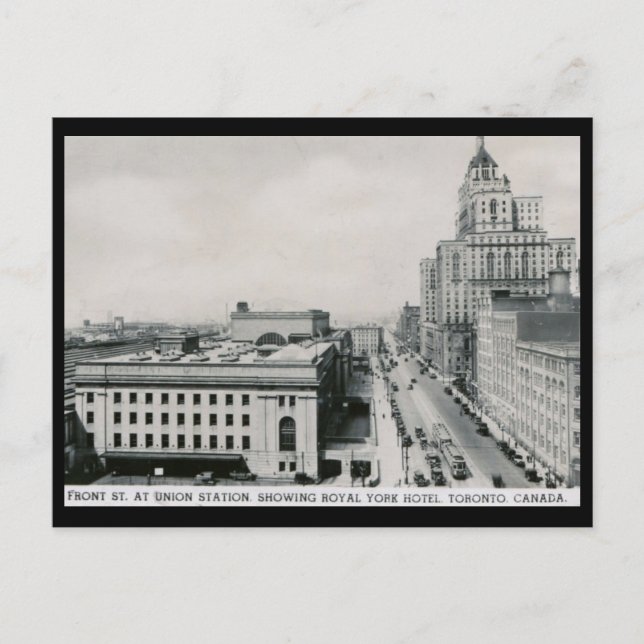 Carte Postale Front St, Union Station, Toronto Vintage (Devant)