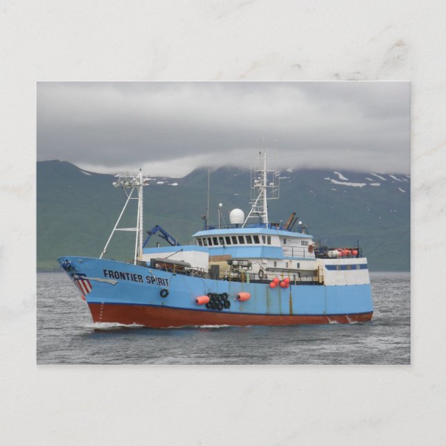 Carte Postale Frontier Spirit, Longliner dans Dutch Harbour, Ala (Devant)