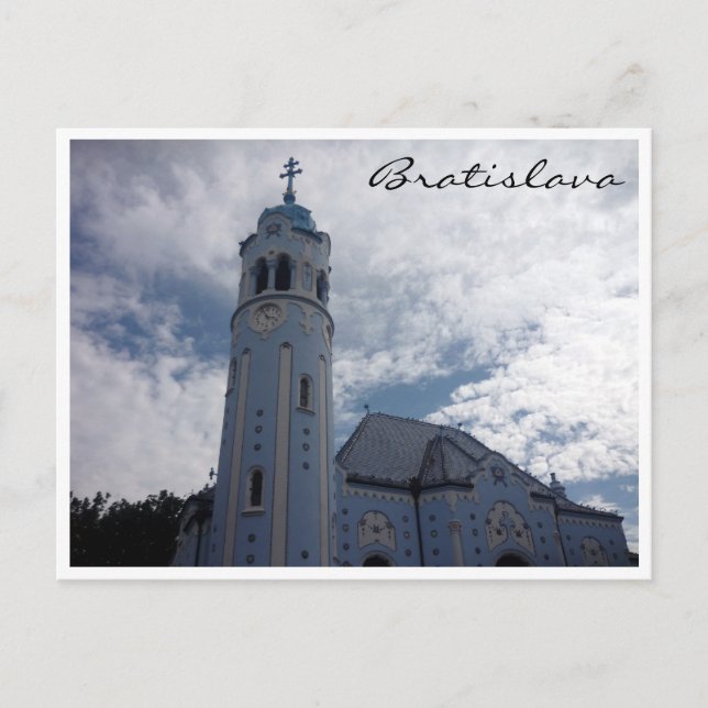 Carte Postale frontière de l'église bleue de bratislava (Devant)