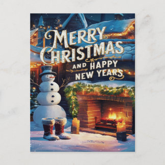 Carte Postale Frosty Festivités du côté du feu
