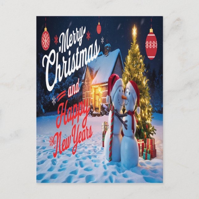 Carte Postale Frosty Friends : Snowman et la danse de l'arbre de (Devant)