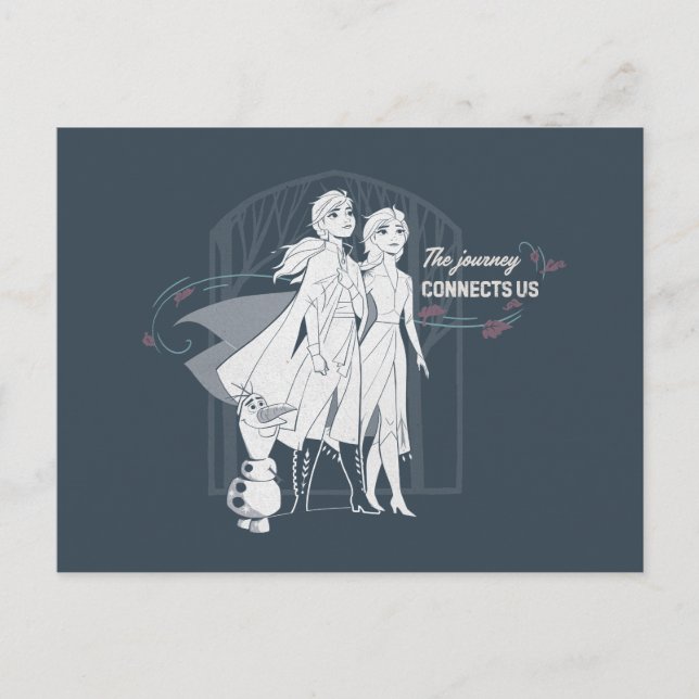 Carte Postale Frozen 2 : Anna & Elsa | Le voyage nous connecte (Devant)