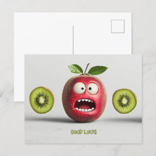 Carte Postale Fruit drôle Visage Bonne chance