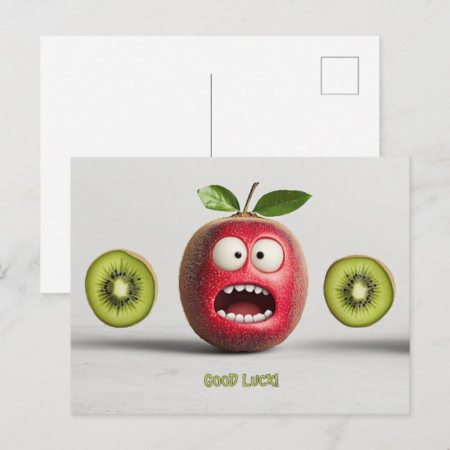 Carte Postale Fruit drôle Visage Bonne chance (Devant / Derrière)