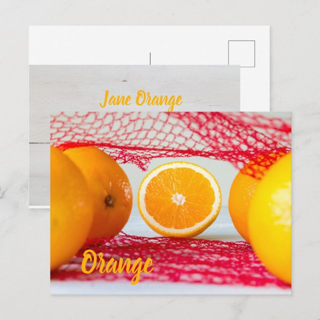 Carte Postale Fruit orange pour végétalien et végétalien (Devant / Derrière)