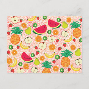 Carte Postale Fruits colorés amusants Été Végétarien sain