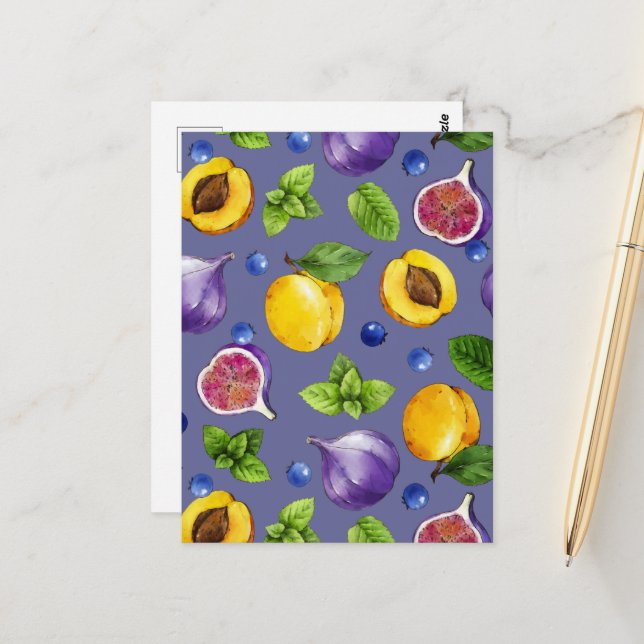 Carte Postale Fruits d'été (Devant/Arrière en situation)