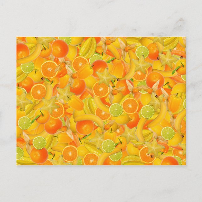 Carte Postale Fruits et légumes jaunes et oranges (Devant)