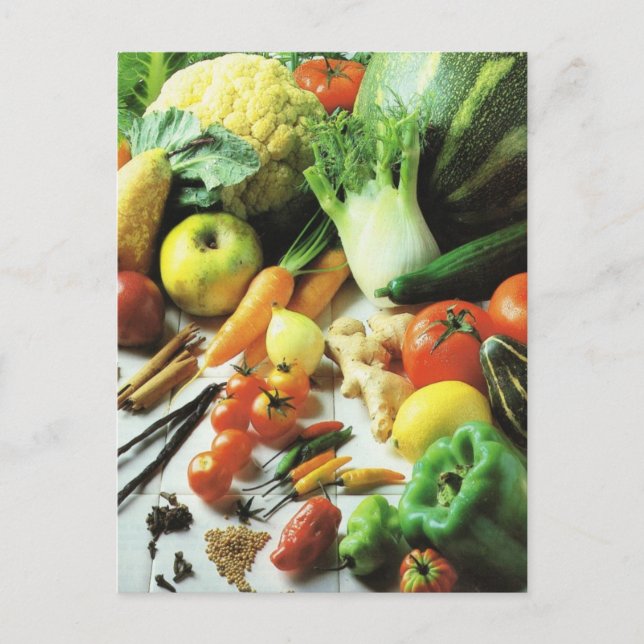 Carte Postale Fruits et légumes, Toutes sortes de légumes (Devant)
