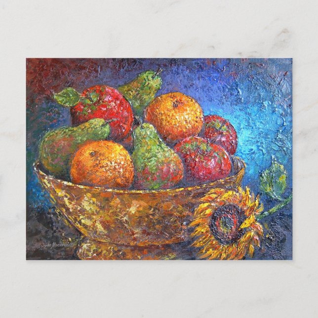 Carte Postale Fruits et Tournesol Peinture Art - Multi (Devant)
