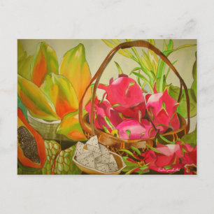 Carte Postale Fruits tropicaux Vie morte aquarelle art original