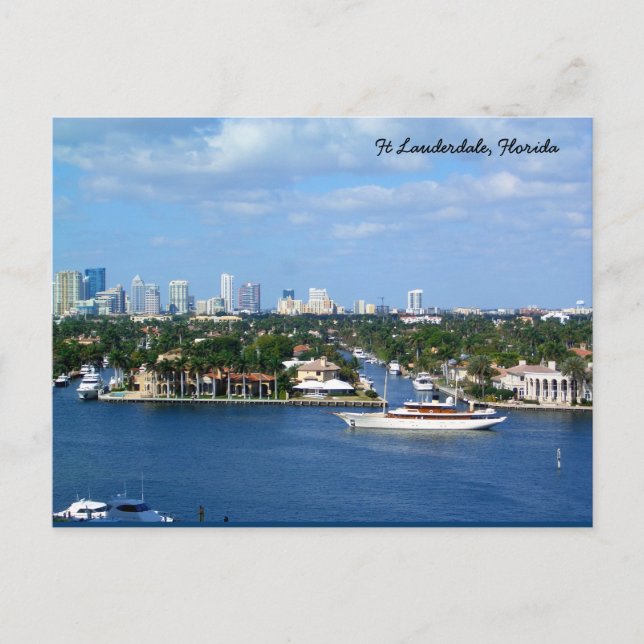 Carte Postale Ft Lauderdale Intracoastal Waterway & Skyline (Devant)